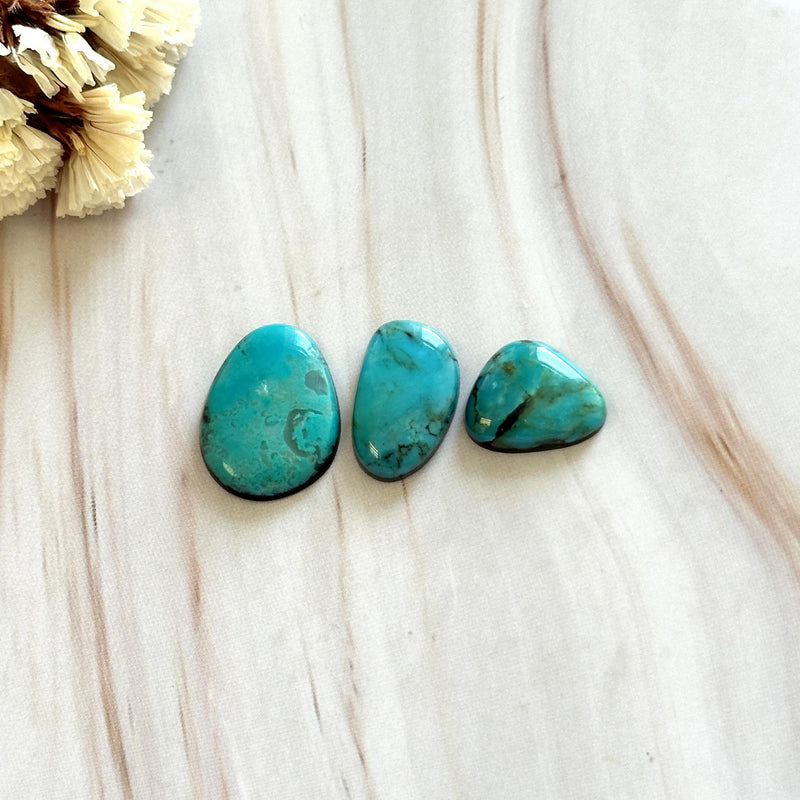 Medium Sky Blue Freeform Kingman Turquoise, Set of 3 Background