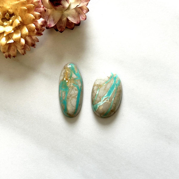 Medium Sky Blue Oval Royston Turquoise, Set of 2 Background