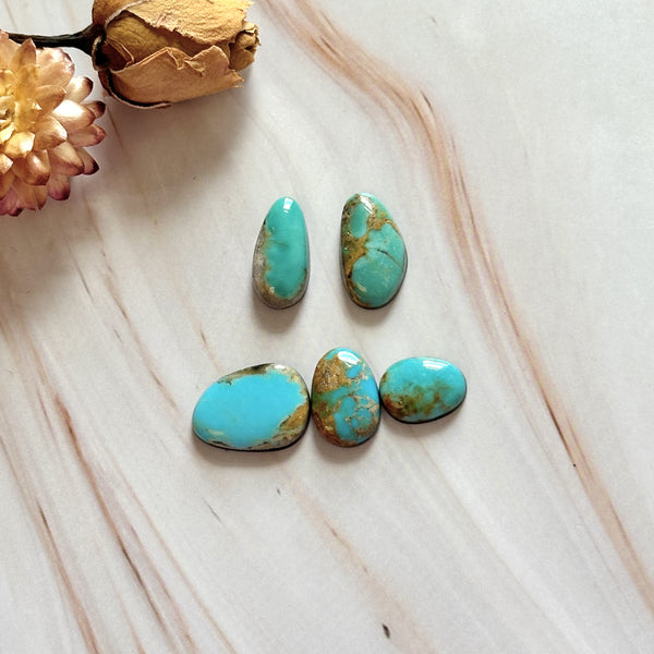 Large Sky Blue Mixed Number 8 Turquoise, Set of 5 Background