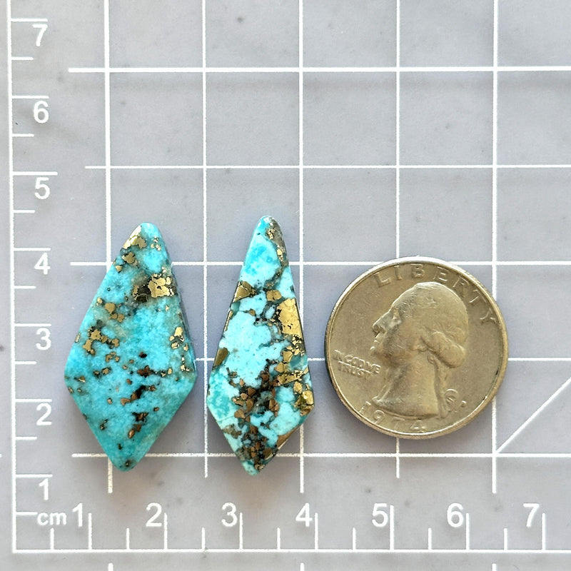 Large Sky Blue Shield Ithaca Peak Turquoise, Set of 2 Dimensions