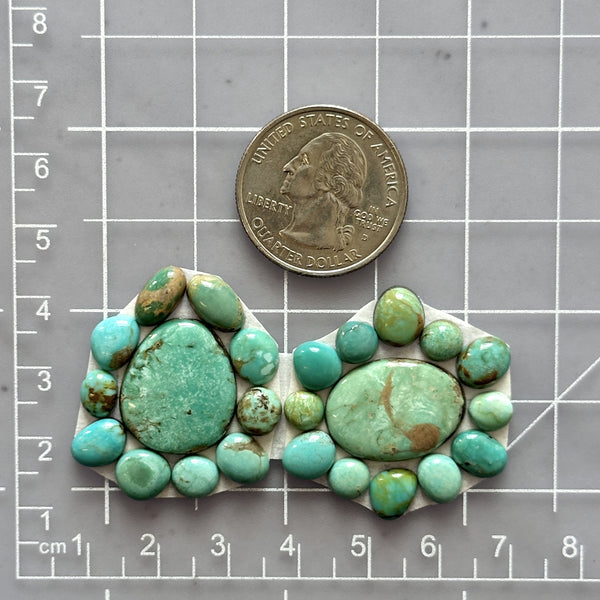 Small Mixed Mixed Mixed Turquoise, Set of 24 Dimensions