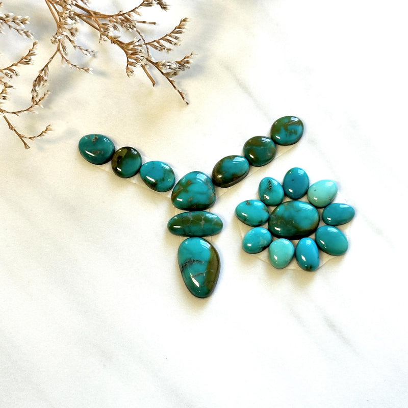 Small Ocean Blue Mixed Lone Mountain Turquoise, Set of 19 Background