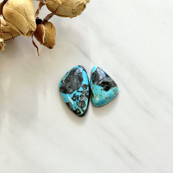 Large Sky Blue Freeform Blue Moon Turquoise, Set of 2 Background