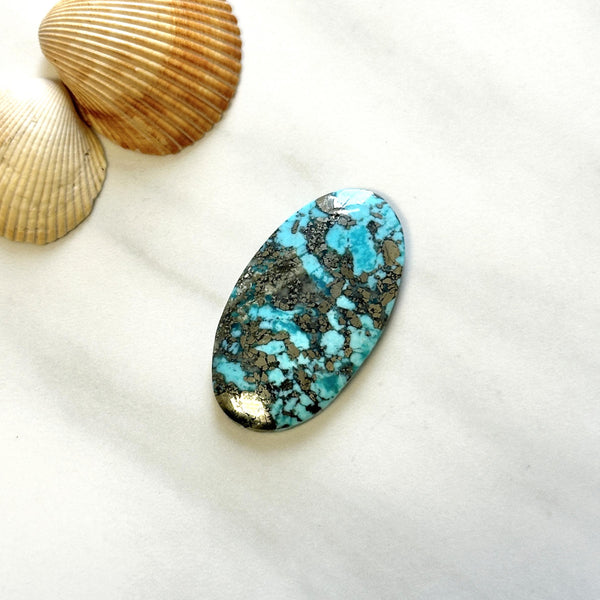 Large Sky Blue Oval Ithaca Peak Turquoise Background