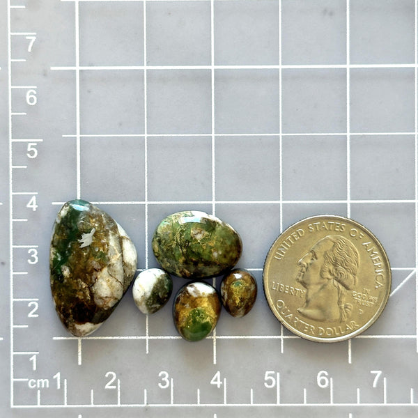 Medium Earth Brown Mixed Broken Arrow Variscite, Set of 4 Dimensions