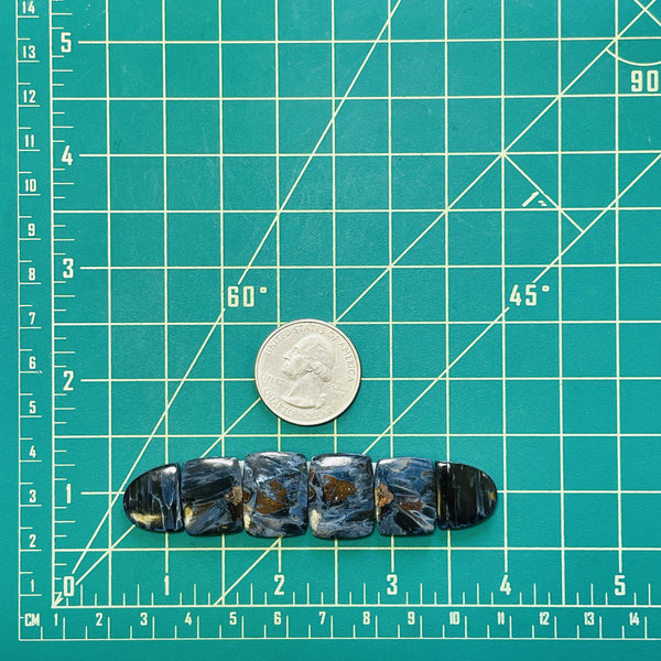 Small Ocean Blue Mixed Shattuckite, Set of 6 Dimensions