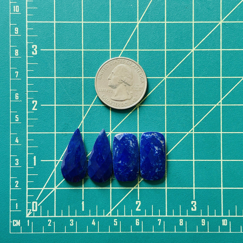 Large Deep Blue Mixed Lapis Lazuli, Set of 4 Dimensions