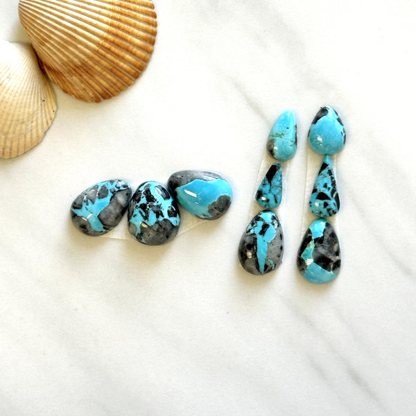 Small Sky Blue Mixed Blue Moon Turquoise, Set of 9 Background