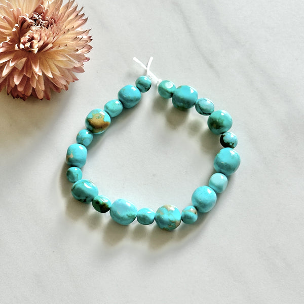 Sky Blue Fox Turquoise Smooth Nugget Beads Background