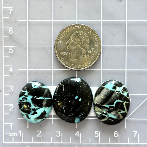 Large Sky Blue Mixed Blue Moon Turquoise, Set of 3 Dimensions