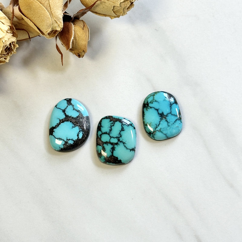 Large Sky Blue Freeform Yungai Turquoise, Set of 3 Background