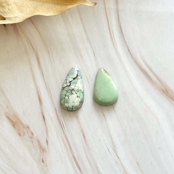 Medium Faint Green Teardrop Mixed Turquoise, Set of 2 Background