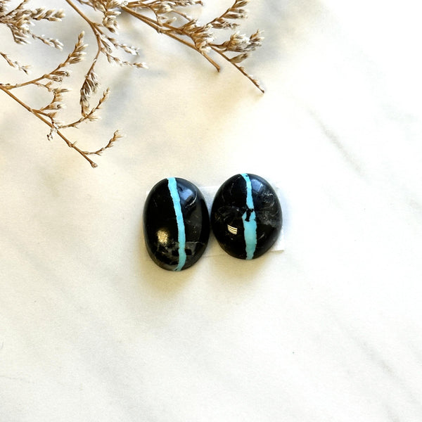 Large Sky Blue Oval Blue Moon Turquoise, Set of 2 Background