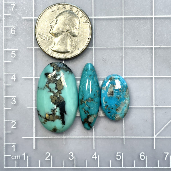 Large Sky Blue Mixed Ithaca Peak Turquoise, Set of 3 Dimensions