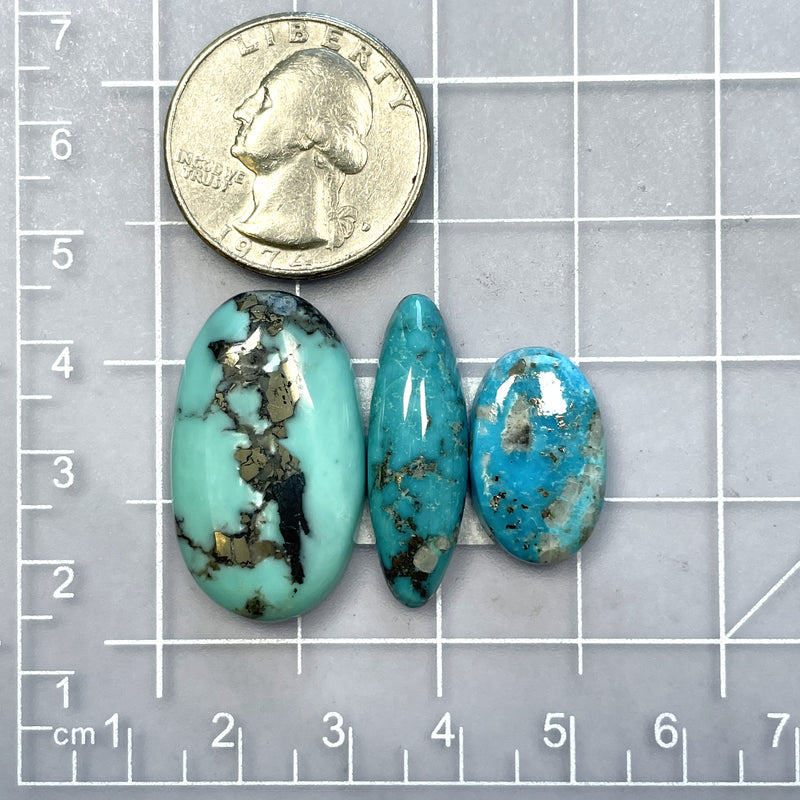 Large Sky Blue Mixed Ithaca Peak Turquoise, Set of 3 Dimensions