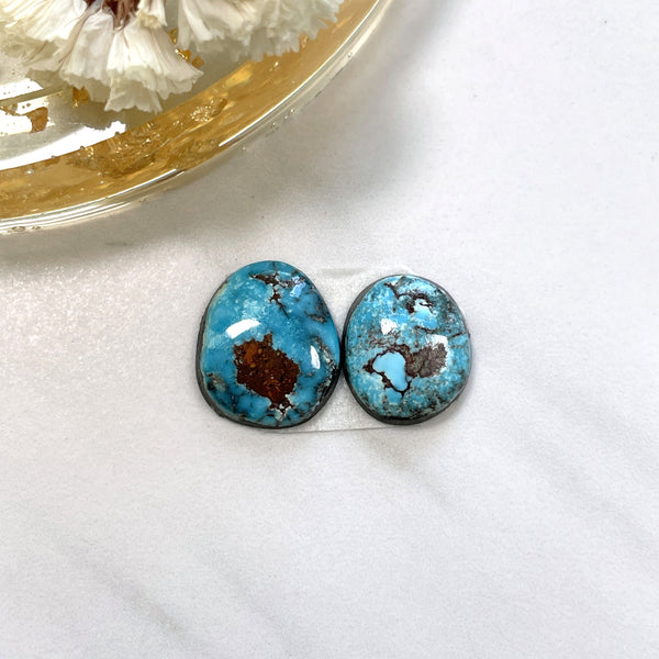 Small Ocean Blue Freeform Golden Hills Turquoise, Set of 2 Background