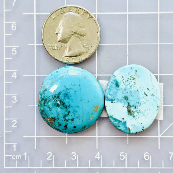 Large Sky Blue Mixed Ithaca Peak Turquoise, Set of 2 Dimensions