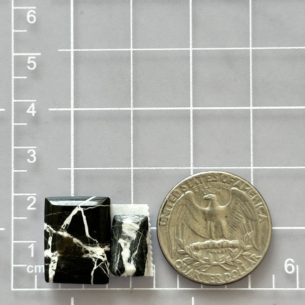 Small Black Bar White Buffalo Dolomite, Set of 2 Dimensions