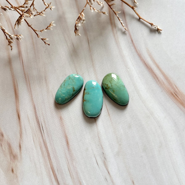 Small Sky Blue Mixed Kingman Turquoise, Set of 3 Background