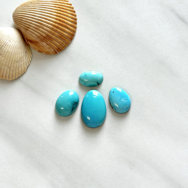 Small Sky Blue Mixed Kingman Turquoise, Set of 4 Background