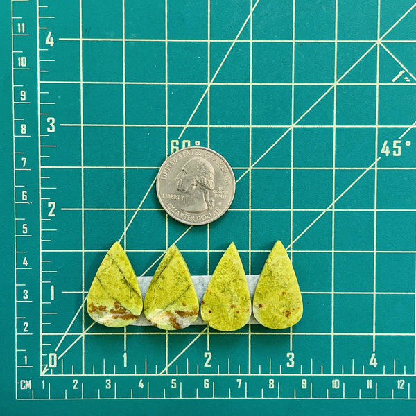 Large Mint Green Teardrop Green Opal, Set of 4 Dimensions