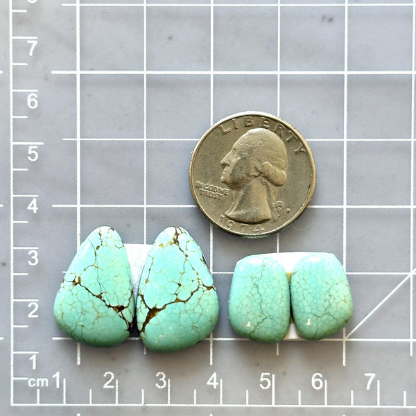 Medium Sky Blue Mixed Number 8 Turquoise, Set of 4 Dimensions