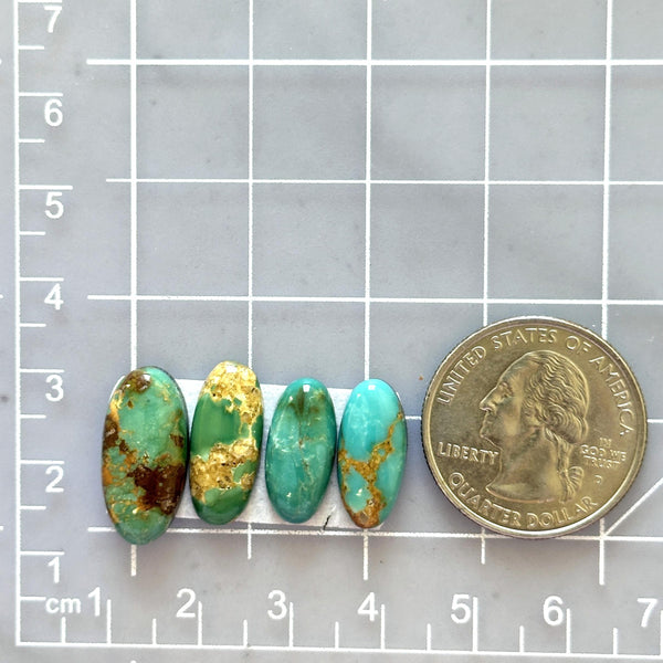 Medium Mixed Oval Royston Turquoise, Set of 4 Dimensions