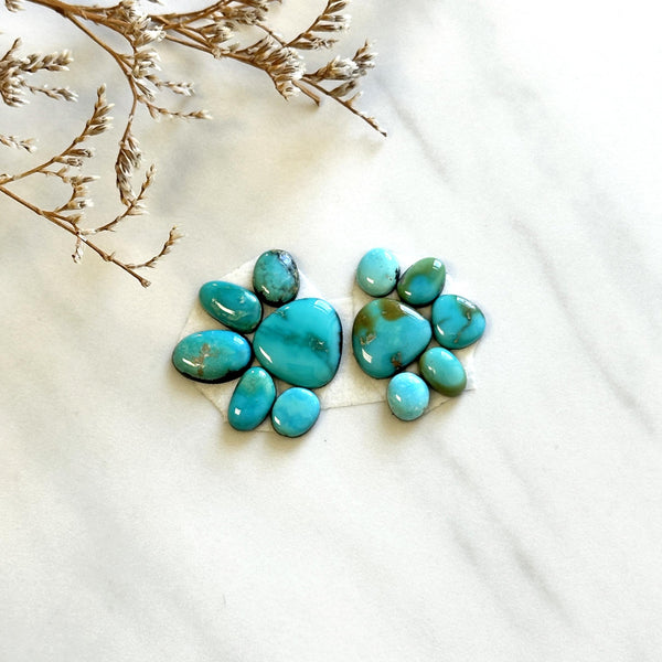 Small Sky Blue Mixed Lone Mountain Turquoise, Set of 12 Background