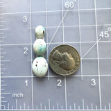 Small Faint Blue Oval Sand Hill Turquoise, Set of 3 Dimensions