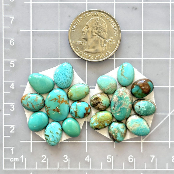 Small Sky Blue Mixed Mixed Turquoise, Set of 18 Dimensions