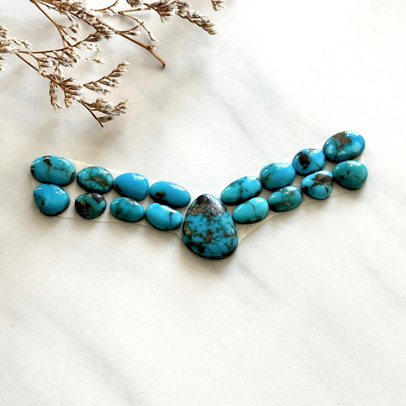Small Sky Blue Mixed Lone Mountain Turquoise, Set of 17 Background