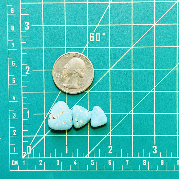 Small Sky Blue Freeform Lone Mountain Turquoise, Set of 3 Dimensions