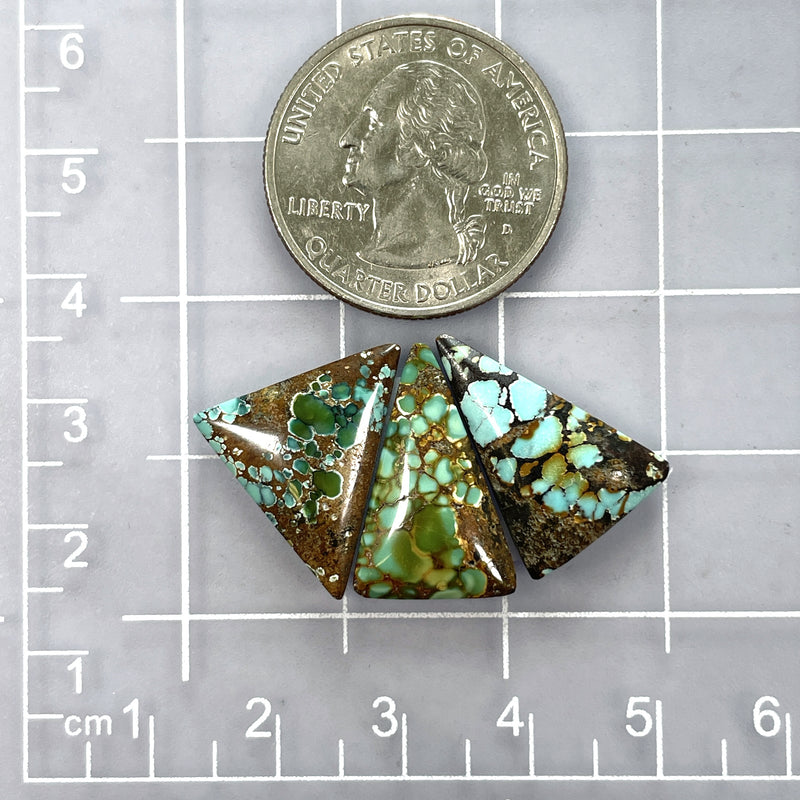 Medum Mixed Triangle Mixed Turquoise, Set of 3 Dimensions