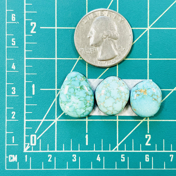 Medium Faint Green Mixed Tyrone Turquoise, Set of 3 Dimensions