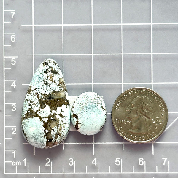 Large Faint Blue Mixed Sand Hill Turquoise, Set of 2 Dimensions