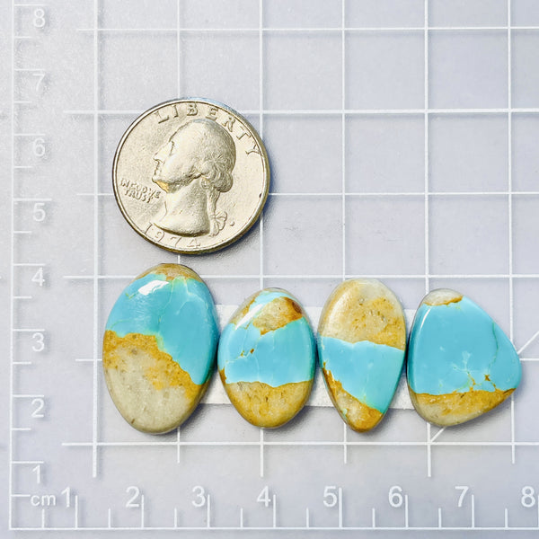 Large Sky Blue Mixed Royston Turquoise, Set of 4 Dimensions