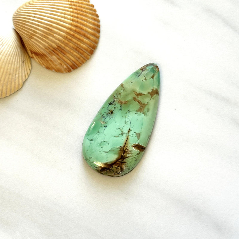 Large Lime Green Teardrop Crescent Lake Variscite Background