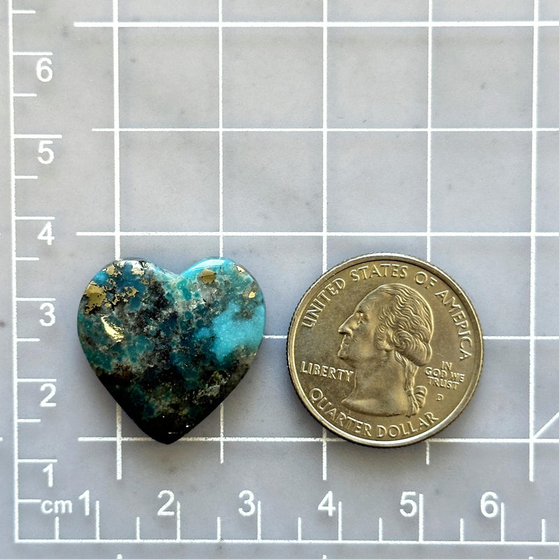 Large Ocean Blue Heart Ithaca Peak Turquoise Dimensions