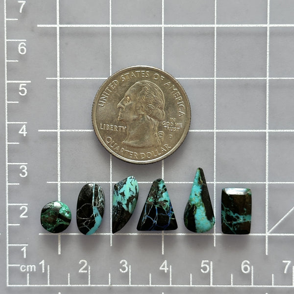 Small Sky Blue Mixed Blue Moon Turquoise, Set of 6 Dimensions