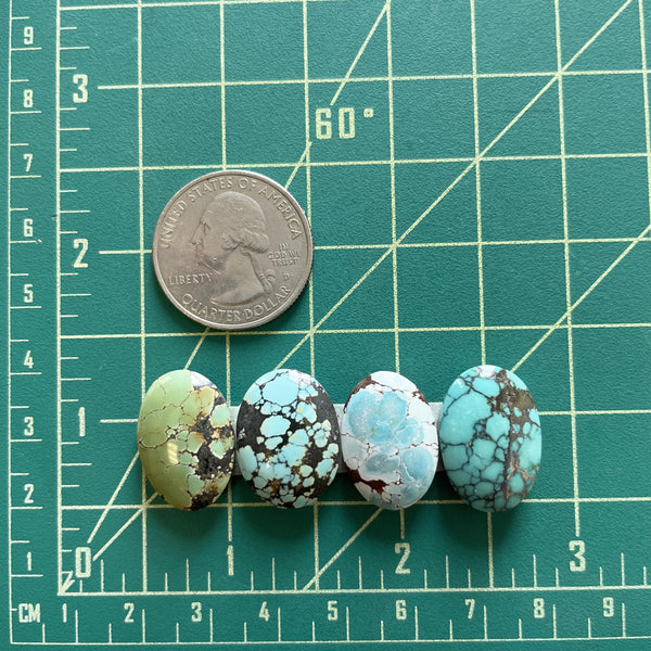 Medium Mixed Oval Mixed Turquoise, Set of 4 Dimensions