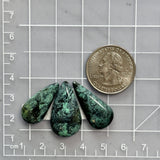 Large Deep Green Teardrop Crescent Lake Variscite, Set of 3 Dimensions