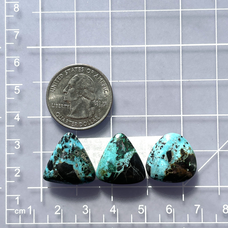 Medium Ocean Blue Mixed Yungai Turquoise, Set of 3 Dimensions