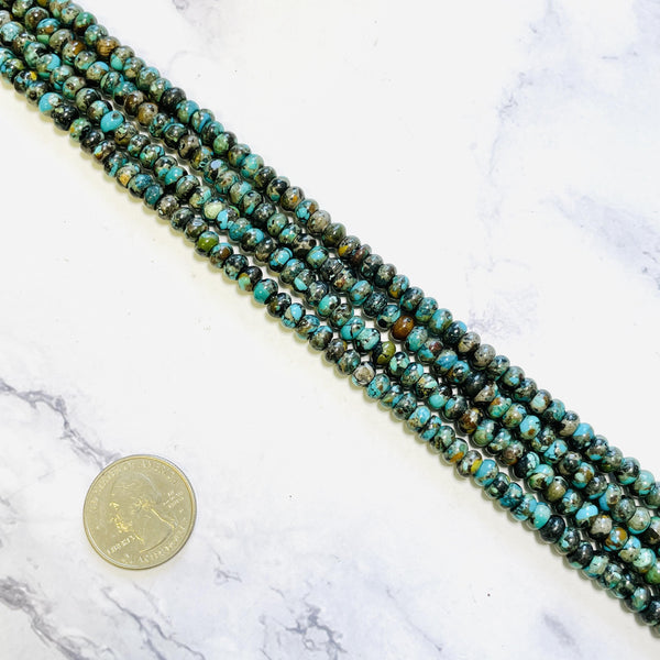 Deep Blue Fox Turquoise Rondelle Beads