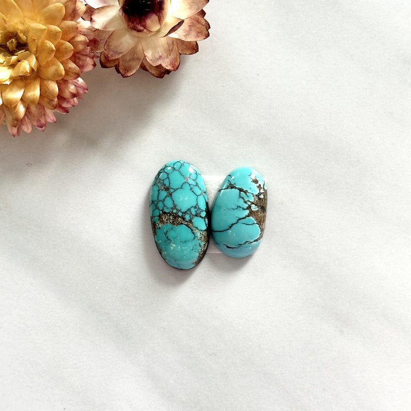 Small Sky Blue Oval Number 8 Turquoise, Set of 2 Background