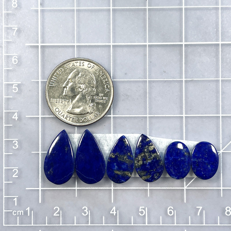 Medium Deep Blue Mixed Lapis Lazuli, Set of 6 Dimensions