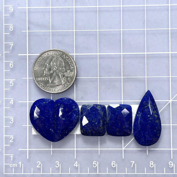 Medium Deep Blue Mixed Lapis Lazuli, Set of 5 Dimensions