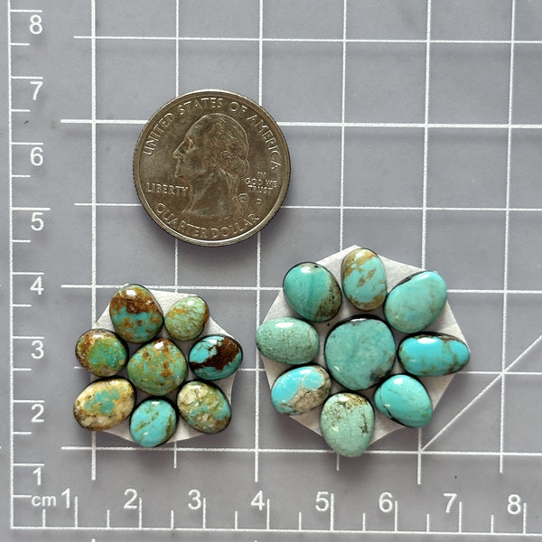 Small Sky Blue Mixed Mixed Turquoise, Set of 17 Dimensions