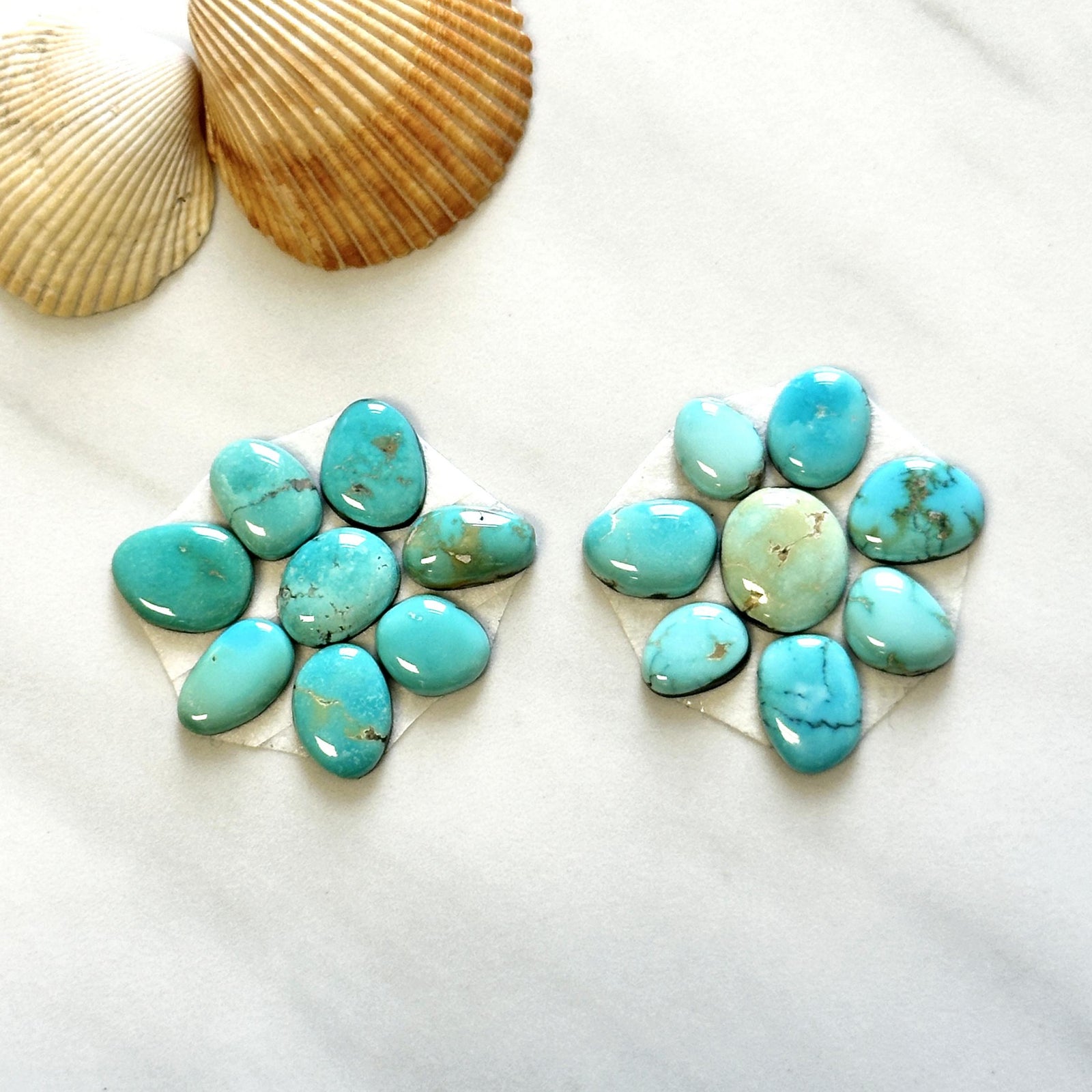 Small Sky Blue Mixed Lone Mountain Turquoise, Set of 16