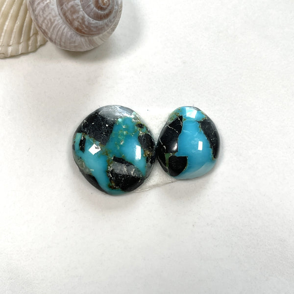 Small Ocean Blue Freeform Blue Moon Turquoise, Set of 2 Background