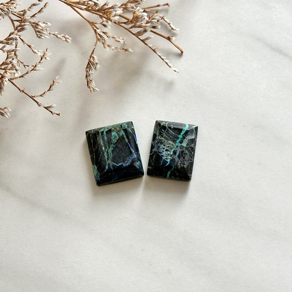Small Ocean Blue Square Blue Moon Turquoise, Set of 2 Background